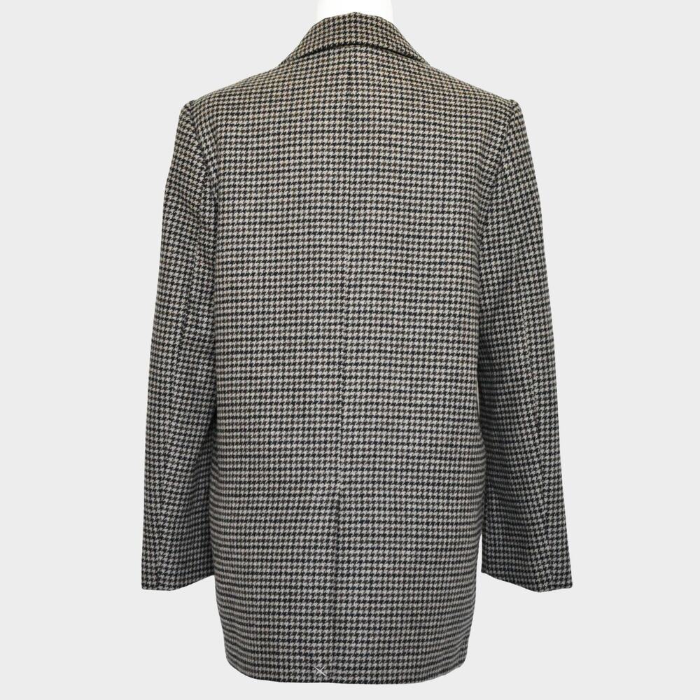 Zara Oversized Houndstooth Straight Cut Blazer Jacket Boyfriend Tweed Gray S - Picture 4 of 11